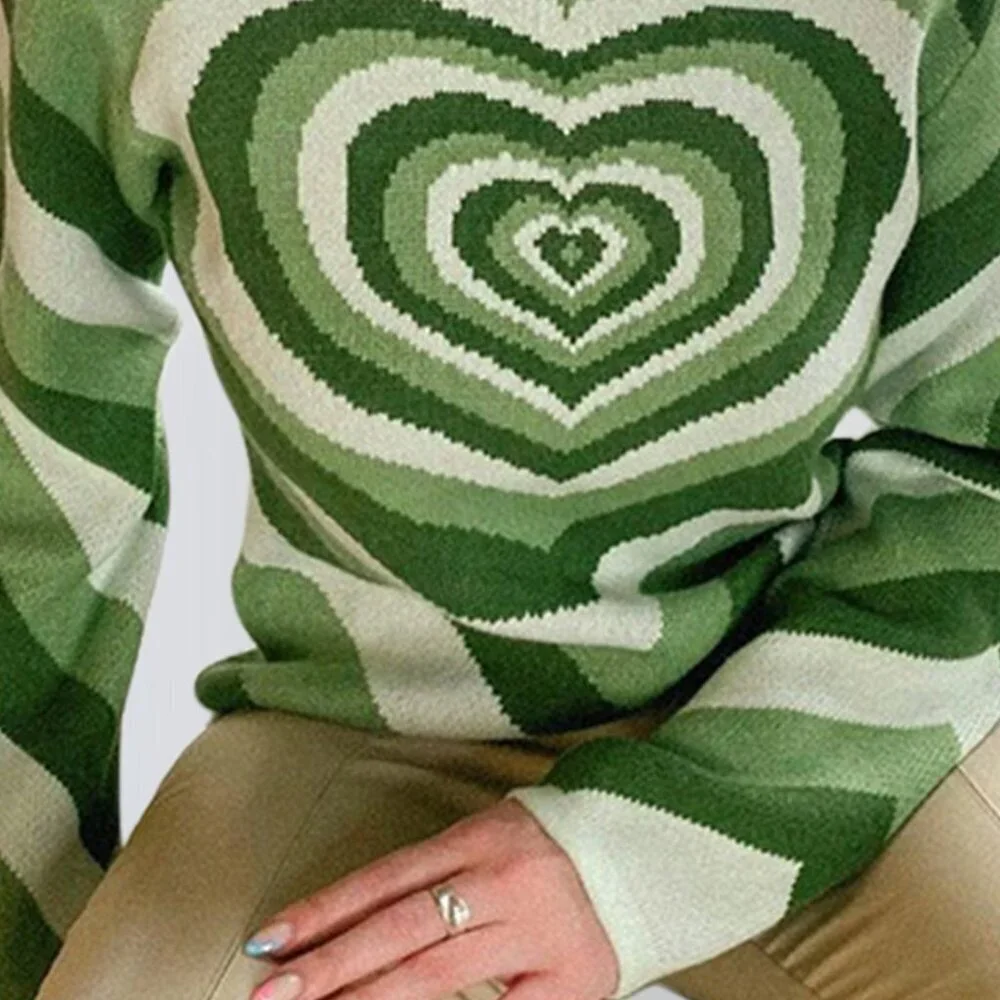 NWT Green Heart Mock Neck Long Sleeve Sweater - Picture 4 of 11